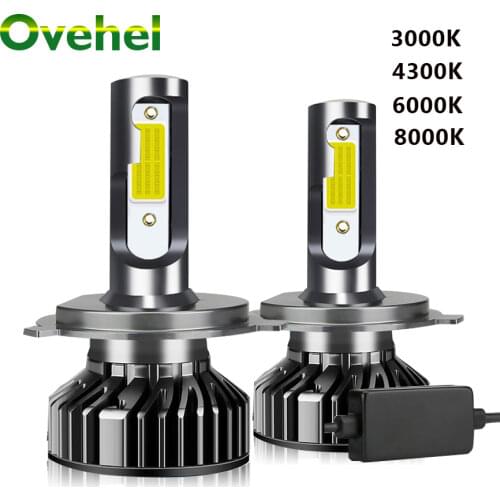 OVEHEL 2Pcs Led 3000K 4300K 6000K 8000K 12000LM 12V 9005 HB3 H1 H4 Led Headlight H3 H7 LED H11 9006 HB4 Canbus Led Bulbs Light
