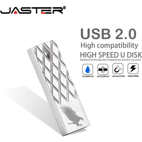 JASTER Stainless Steel Portable Metal USB Flash Drive Pendrive 64GB 32GB 16GB 8GB 4GB Pendrive Mini Flash Drive Customer Logo
