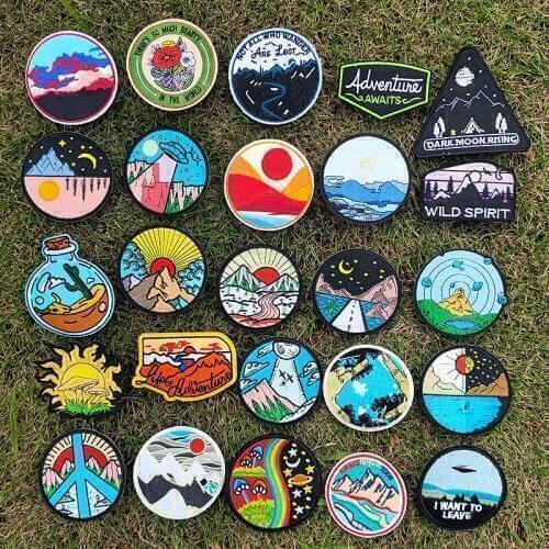 Adventure Patch Travel Embroidered Patches On Clothes Applique Stickers DIY Outdoor Travels Patches For Clothes Mountain Patch