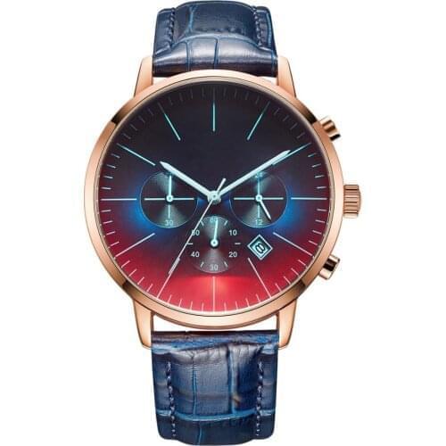 REDEAR Men's Watch With Leather Strap