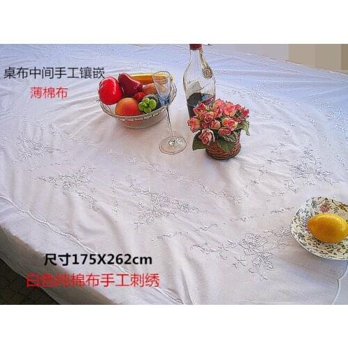 Special foreign trade tide embroidered thin cotton mending tablecloth hand embroidered bed cover gift tablecloth white and clean