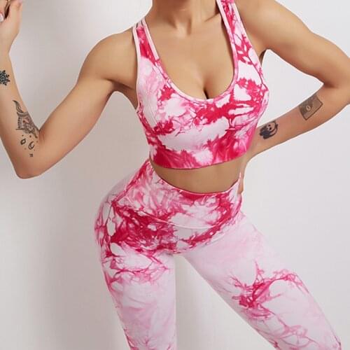 NORMOV Fitness Women Bra Sexy Tie dye Sleeveless Slim Tops Skinny Push Up Workout Female Tops