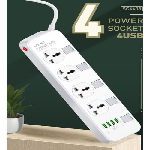 EU/US/UK Plug Smart Fast Charging Electric Power Strip Switch 4 USB Port Extension Multi-function Power Supply Socket for Phones