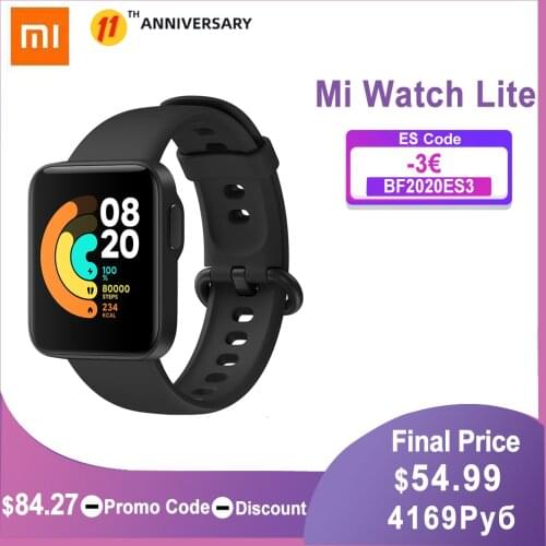 Xiaomi Mi Watch Lite GPS Bluetooth 5.1 Smart Watch Fitness Heart Rate Monitor 1.4” TFTLCD Screen 5 ATM Waterproof mi band