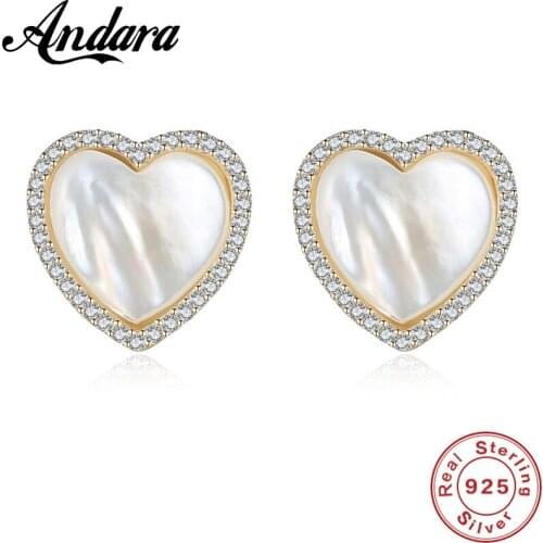 2018 Hot Sale 925 Sterling Silver Simple Heart Shell Pearl Stud Earrings for Woman Engagement Jewelry Free Box