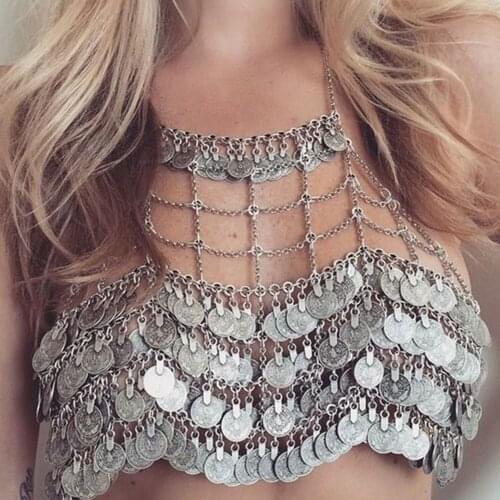 Womens Body Jewelry Sexy Bikini Underwear Rhinestone Bra Ladies Camisole Bra Body Chain Jewelry Harness Woman Punk Chain