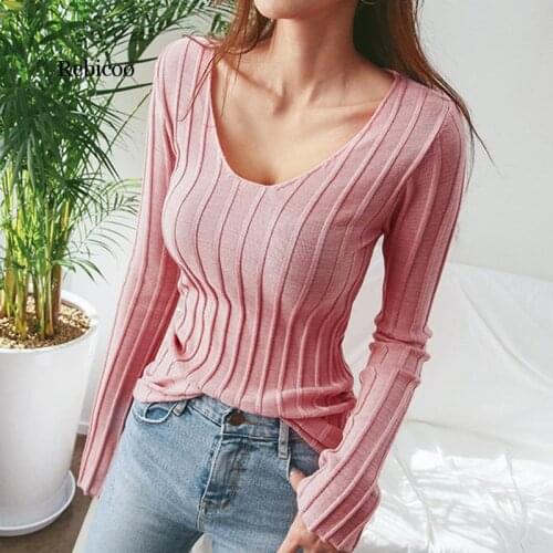 Sweater Womens Autumn And Winter Korean-style New Style Autumn And Winter Base Shirt 0 Collar Simple Slim Fit Clothes Women