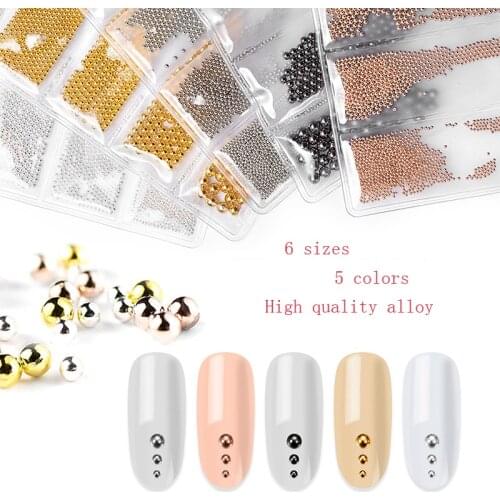 1 Bag Nail Art Decorations 6 Sizes Mini Caviar Metal Stainless Steel Beads 3D Micro Ball Nail Art Charms Manicure Tool