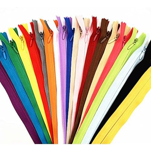 10 pieces, 50 cm length, invisible zipper, DIY, nylon zipper loop for sewing, clothing accessories, 20 colors