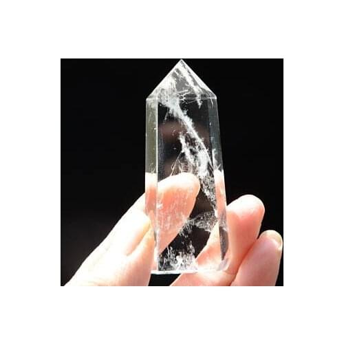 2" + Self Standing 6 Facet Single Point Natural Rock Crystal Quartz Pink Quartz Wand Healing Bead Point 1pc
