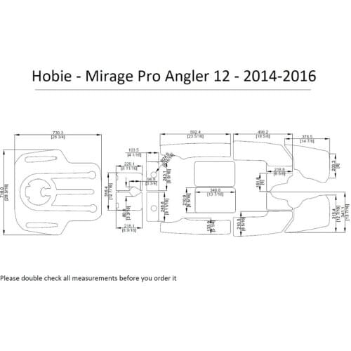 2014-2016 Hobie Mirage Pro Angler 12 Kayak Boat EVA Decking Mat Pads Kit 1/4"
