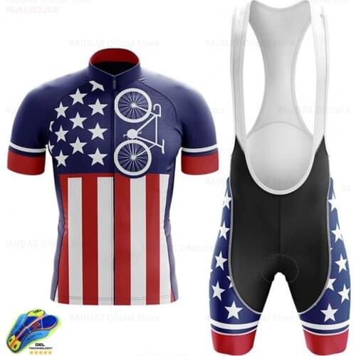 2021 USA Mens Cycling Jersey Set MTB Bicycle Clothing Bike Wear Clothes Maillot Ropa Ciclismo Triathlon Suit Cycling Clothing