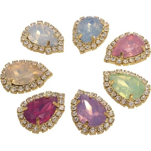 25x19mm Rhinestones with Claw Strass Trim Resin Stones and Crystal Waterdrop Flatback Applique Glue on Bowknot Applicator