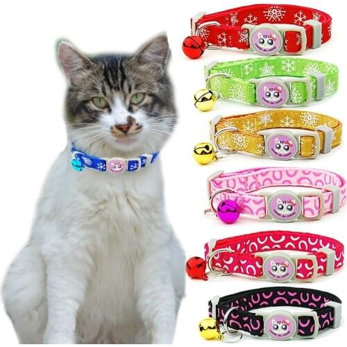 3 pieces/lot Cat Collar Breakaway Safety Adjustable Pet Supplies Cat Collar Kitten Snowflake Puppy Cats Necklace Pet Accessories
