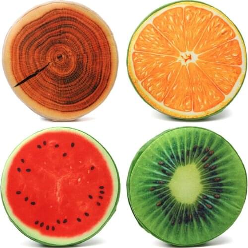 32 x 4cm Hot 3D Funny Fruit Seat Home Sofa Cushion Office Round Pillow Kiwi Watermelon Cushion Office Orange Back Cushions Gift