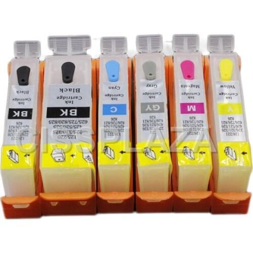 CISSPLAZA 6pcs compatible For CANON MG6150 MG8150 MG6250 MG6100 MG8250 refill ink cartridge PGI-525/526 Grey