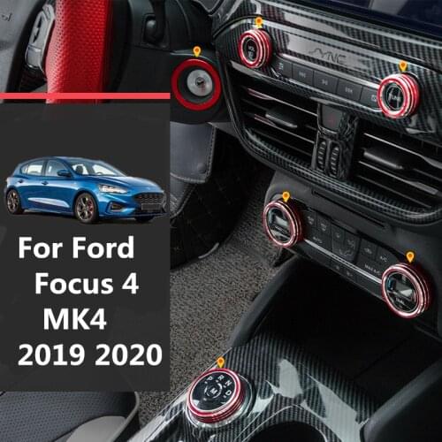 6pcs Aluminum Alloy Car Shift Knob Cover Car Air Conditioning Switches Central Control Trim Ring For Ford Focus 4 MK4 2019 2020