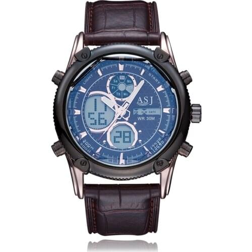 ASJ Men's Watch With Leather Strap