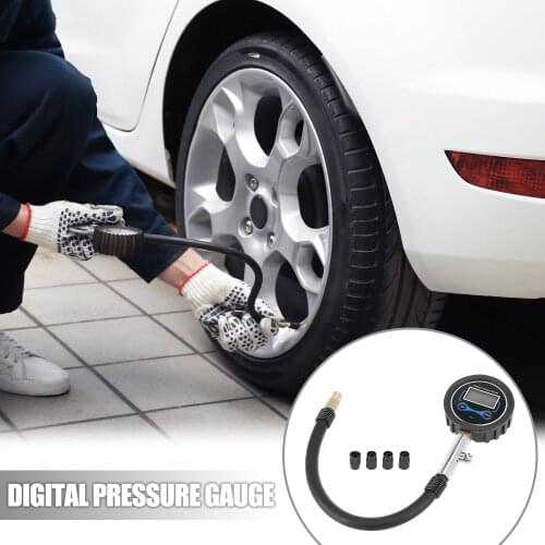 X Autohaux 3 to 200PSI Portable Digital Tire Pressure Gauges Inflator with 4 Tire Valve Caps Universal Fit for Car Motorcycle