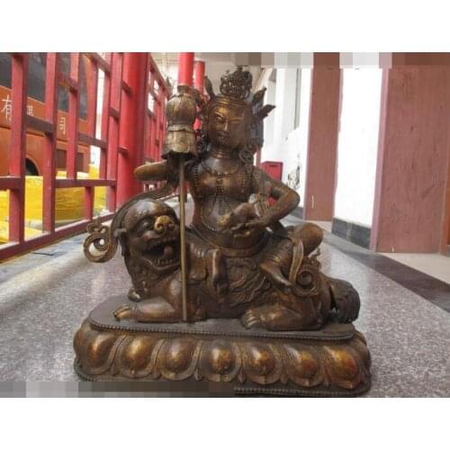 Free shipping S03092 20"Tibet Buddhism Old Bronze Vaishravana Treasure King Tantric Buddha Statue