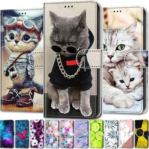 Cute Funny Painted Flip Leather Case on For OPPO Realme 7i 6i 5i 5S 5 Realme5 Realme7 i S Card Slot Wallet Animal Pattern Cover