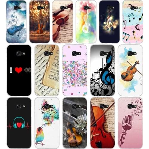 374FG Musical Notes Violin Classical Soft Silicone Tpu Cover phone Case for Samsung a3 2016 a5 2017 a6 plus a7 a8 2018 s6 7 8 9
