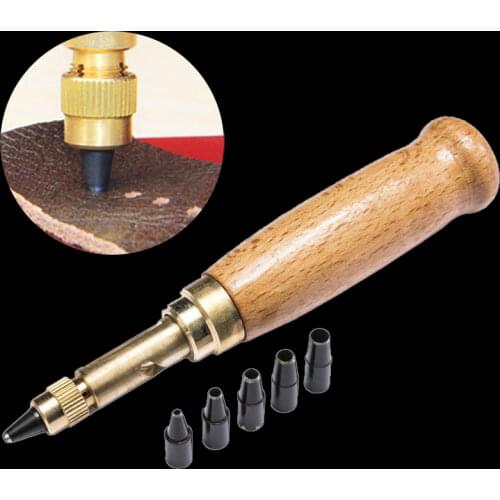 MIUSIE Hole Punch Screw Removable Book Drill Auto With 6 Size Tip 1.5-4mm Automatic Belts Screw Punch Leather Tool