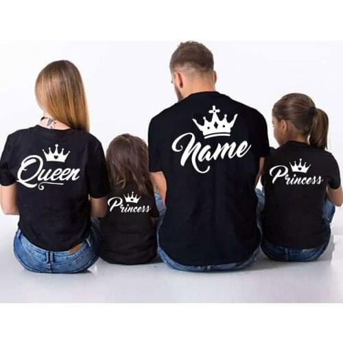 KING QUEEN PRINCE PRINCESS print tshirt Family Matching Clothes daddy mommy baby Father Daughter cotton Family Look Clothes