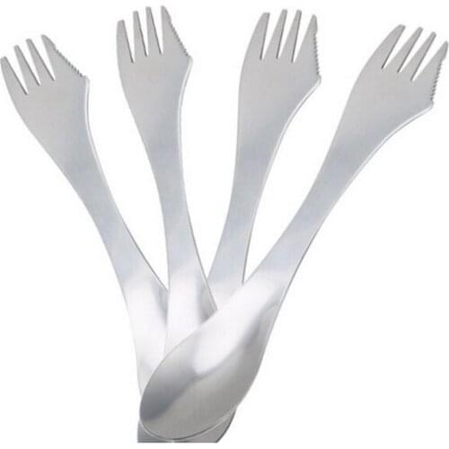 By dhl 1000pcs 3 In 1 Spoon Fork Knife Fruit Dessert Dinner Utensils Spork Outdoor Picnic Cutlery Kitchen Gadget Stainless Steel