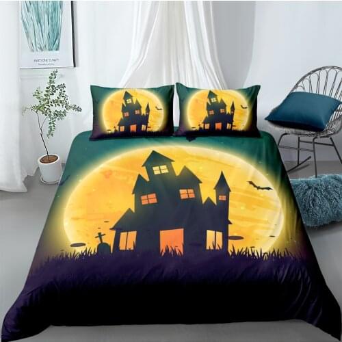 3D Halloween Castle Design Duvet Cover Sets Bedding Sets Quilt Covers and Pillow Cases Full Twin Single Double Size Home Texitle