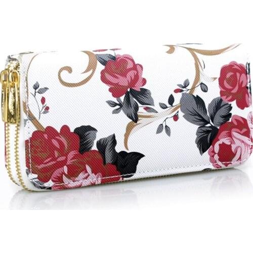 Maras Dream 2020 Womens Wallet Rose Print Wallet Fashion Handbags Wild Double Zipper Clutch Bag Multi-card Women Bag Purse
