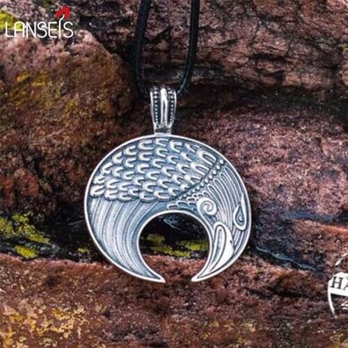 Lanseis 10pcs Slavic Lunula Womans Necklace Handmade Lunula Pendant Necklace Pagan Jewelry Norse