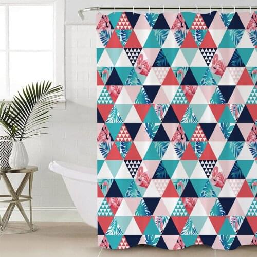 Summer Flamingo Plant Leaves Shower Curtains Waterproof Bathroom Curtain Frabic Polyester Bathroom Curtain with Hooks