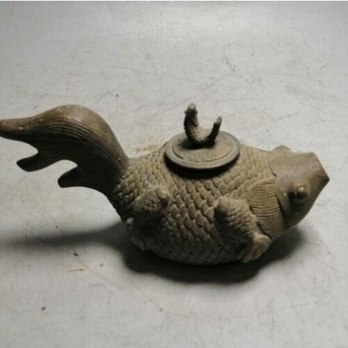 Antique MingDynasty copper Teapot,Carved fish ,Home Decoration,best collection & adornment