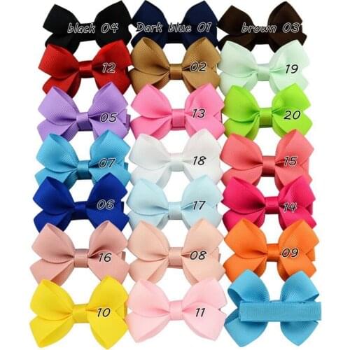 MengNa 2.4" Girls Solid Grosgrain Ribbon Hair Bow With Alligator Clip,Bowknot Hairpin Barrettes Kids Hairpins 100cs/lot