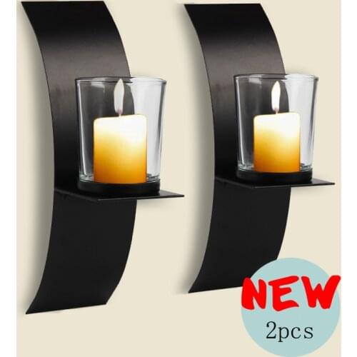 HeyMamba Metal Candlestick Wall Hanging Pastoral Pillar Decoration Wedding Sconces Home Candle Holder Wall Mounted