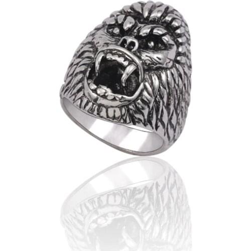 Gothic Style Mens Ring Retro Animal Orangutan Shape Alloy Material Hip-hop Cool Personality Boy Jewelry Gift 2020 Latest Hot
