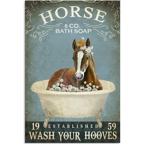 Bath Soap Horse Poster Metal Vintage Tin Sign Decor House Bar Pub Funny Retro Wall Art Sign 8x12 Inch