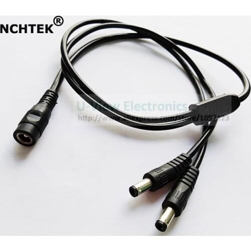 NCHTEK DC 5.5x2.5mm Female to Dual DC 5.5x2.5mm Male Plug CCTV Connector Adapter Cable About 70CM/Free DHL Shipping/100PCS