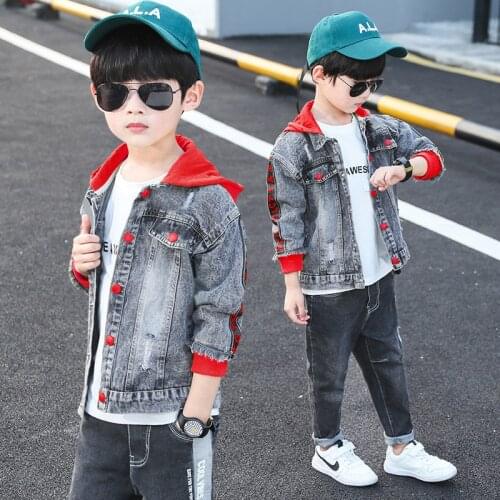 New Hooded Jean Spring Autumn Childrens Clothes Suit Boys Sweatshirts + Pants 2pcs/Set Kids Teenage Gift Formal Boy Clothing