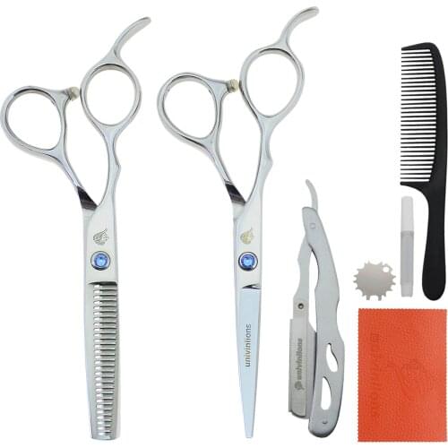 5.5/6.0" With Razor Left Hand Hair Scissors Left Handed Hairdressing Scissors Left Handed Scissors for Lefty Shears Barber Kit