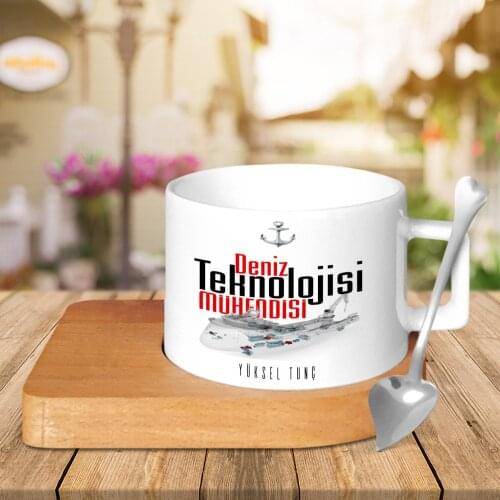 Personalized Professional Sea Technology Engineer Wood Altlıklı Ceramic Cup