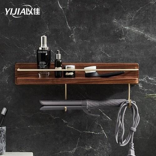 Bathroom Hair dryer rack cosmetic holder Multi-function storage wall mount Sanitary ware shelf with hook
