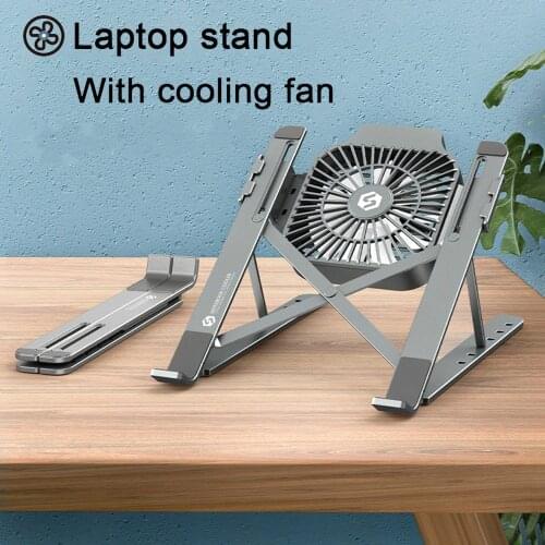 Adjustable Laptop Stand With Cooling Fan Portable Foldable MacBook Stand Aluminum Alloy Notebook Holder For 13-17inch Laptop