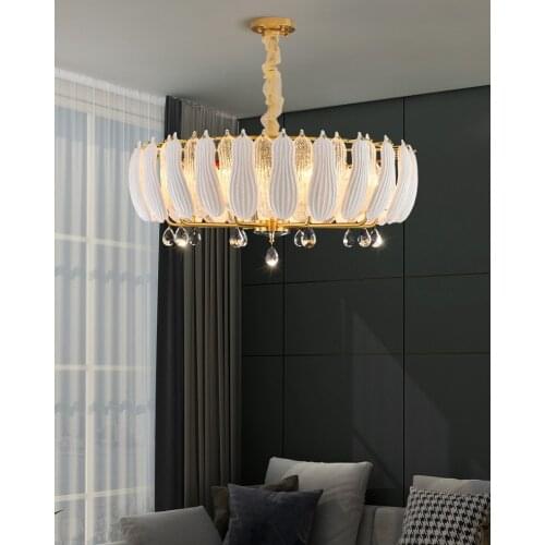 Postmodern Luxury Copper Living Room Chandelier Bedroom Dining Room Led Lamp Creative Villa Hotel Lobby Home Deco Hanging Lights