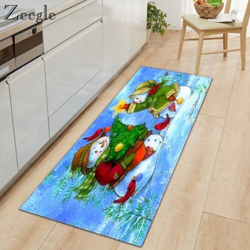 Zeegle Christmas Kitchen Mat Non-slip Soft Doormat Home Decoration Doormat Carpet Living Home Comfortable Rug Bedroom Floor Mat