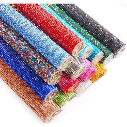 Self Adhesive Rhinestone Banding Mesh Sticker Shining Glass Crystal Rhinestones Sheet For Car Fabric Dress Ornament Applique