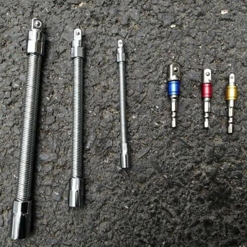6 Pcs Hex Flexible Hose Screwdriver Extension Bit and Adapter Socket Set Electric Drill Attachment