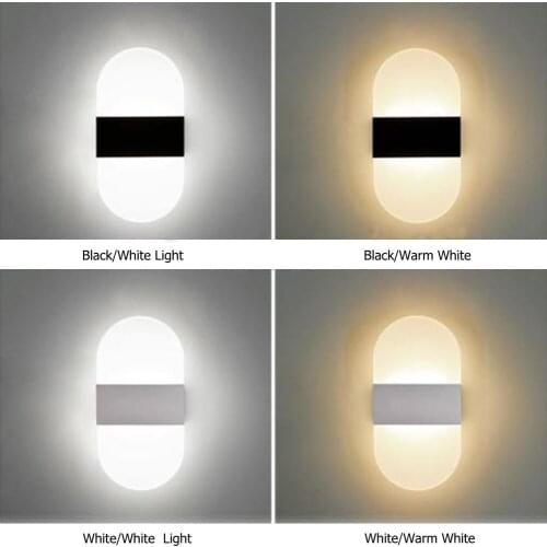 3W / 6W Black / White LED Round Corner Wall Light Corridor Bedside Sconces KTV Hall Acrylic Decor Restroom Reading Ceiling Lamp