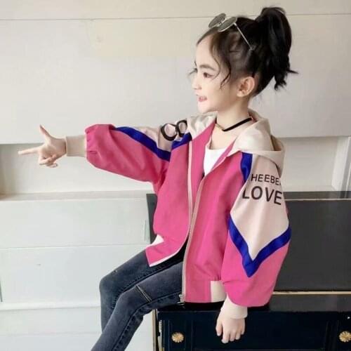 2020 Spring Autumn Girls Windbreaker Coat Jackets Baby Kids letter Hooded Outwear For Baby Kids Coats Jacket Clothing